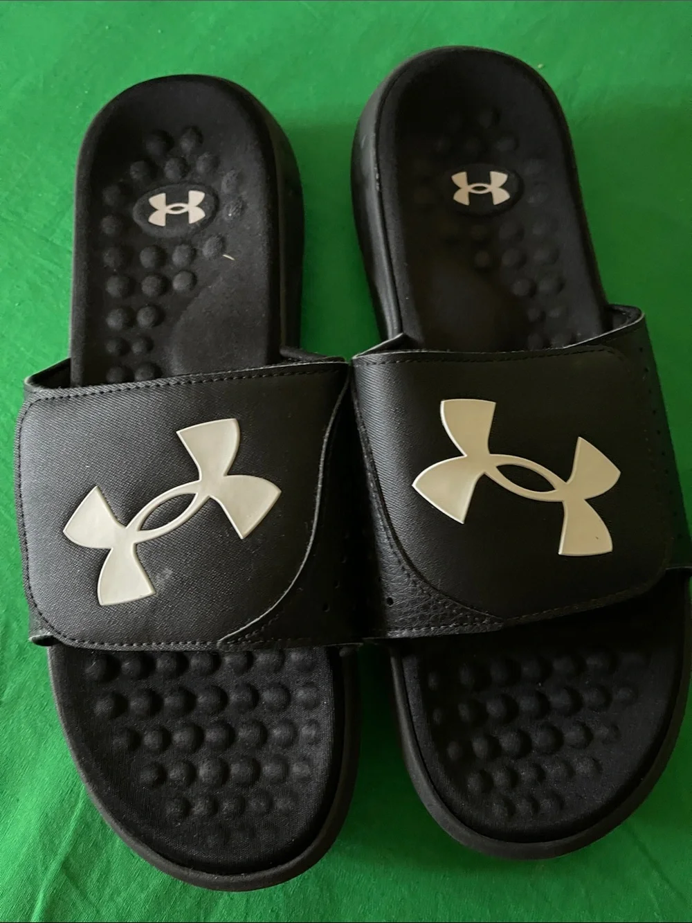 Under Armour Black Slide Sandals with White Logo